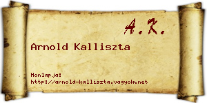 Arnold Kalliszta névjegykártya